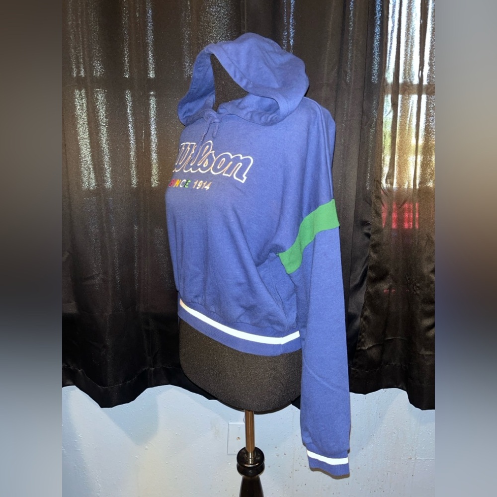 Wilson Blue Hoodie with Green Accent
Unique cute pullover